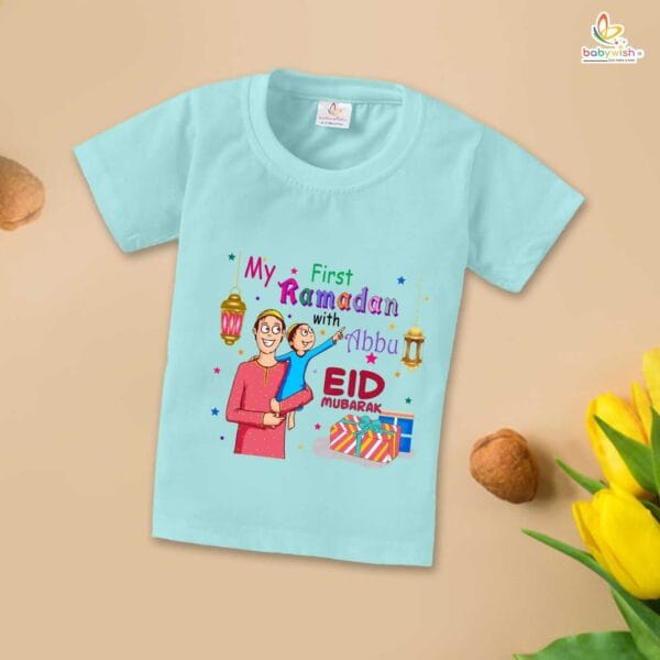 Eid T-shirt for Kids Unisex Ramadan Topwear Outfit Printed Half Sleeve Unisex Tshirt for Boy n Girl