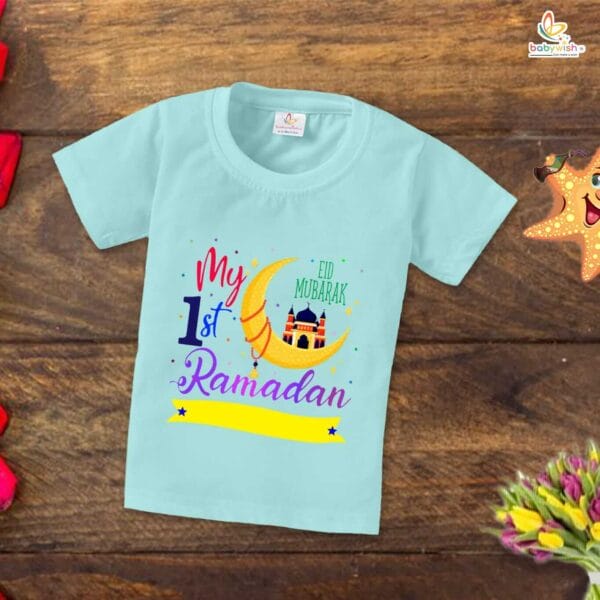 Eid T-shirt for Kids Unisex Ramadan Topwear Outfit Printed Half Sleeve Unisex Tshirt for Boy n Girl - Image 3