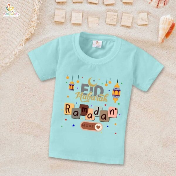 Eid T-shirt for Kids Unisex Ramadan Topwear Outfit Printed Half Sleeve Unisex Tshirt for Boy n Girl - Image 3
