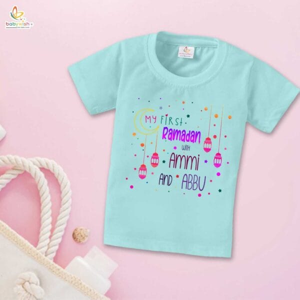 Eid T-shirt for Kids Unisex Ramadan Topwear Outfit Printed Half Sleeve Unisex Tshirt for Boy n Girl - Image 3