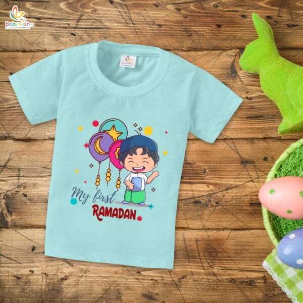 Eid T-shirt for Kids Unisex Ramadan Topwear Outfit Printed Half Sleeve Unisex Tshirt for Boy n Girl - Image 3