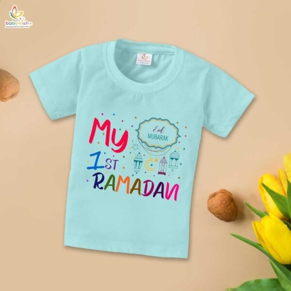 Eid T-shirt for Kids Unisex Ramadan Topwear Outfit Printed Half Sleeve Unisex Tshirt for Boy n Girl - Image 3