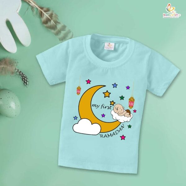 Eid T-shirt for Kids Unisex Ramadan Topwear Outfit Printed Half Sleeve Unisex Tshirt for Boy n Girl - Image 2