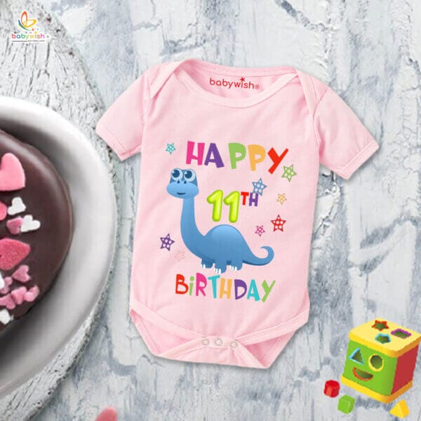 Eleven month unisex baby romper half sleeve round neck onesie