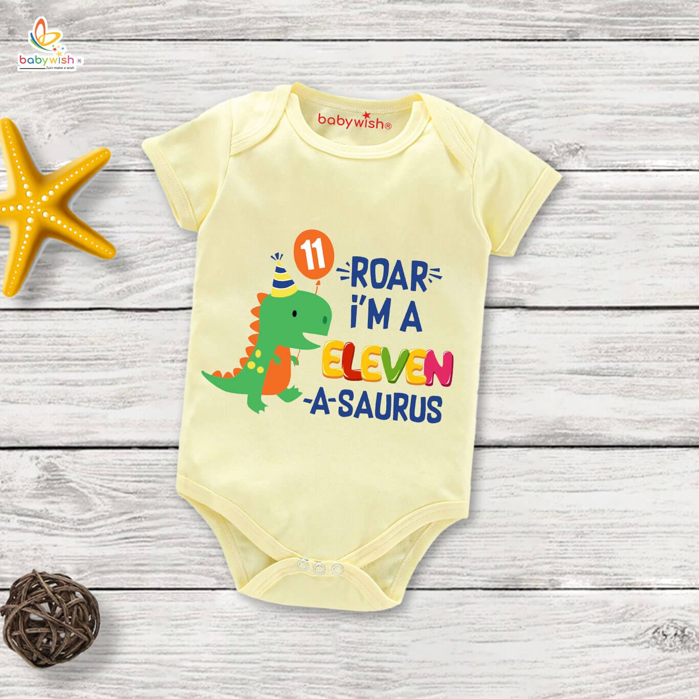 "Eleven Month Baby Romper Unisex Half Sleeve Round Neck Onesie | Soft Cotton 11 Month Infant Bodysuit | Comfortable Daily Wear Outfit for Baby Boys and Girls Clothing"