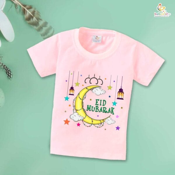 Eid T-shirt for Kids Unisex Ramadan Topwear Outfit Printed Half Sleeve Unisex Tshirt for Boy n Girl - Image 4