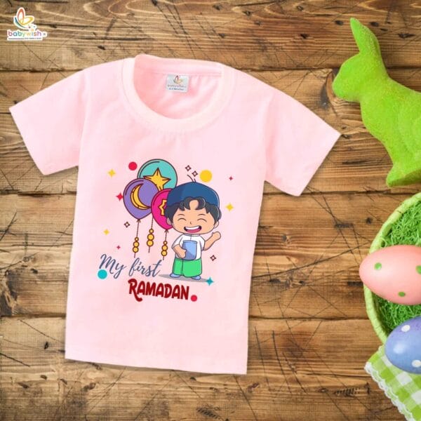 Eid T-shirt for Kids Unisex Ramadan Topwear Outfit Printed Half Sleeve Unisex Tshirt for Boy n Girl - Image 4