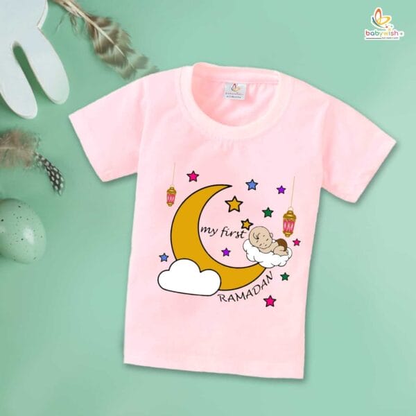 Eid T-shirt for Kids Unisex Ramadan Topwear Outfit Printed Half Sleeve Unisex Tshirt for Boy n Girl - Image 3