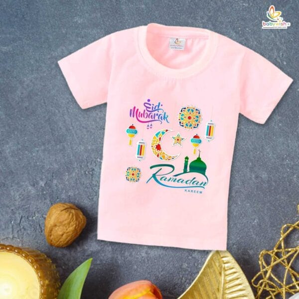 Eid T-shirt for Kids Unisex Ramadan Topwear Outfit Printed Half Sleeve Unisex Tshirt for Boy n Girl - Image 3