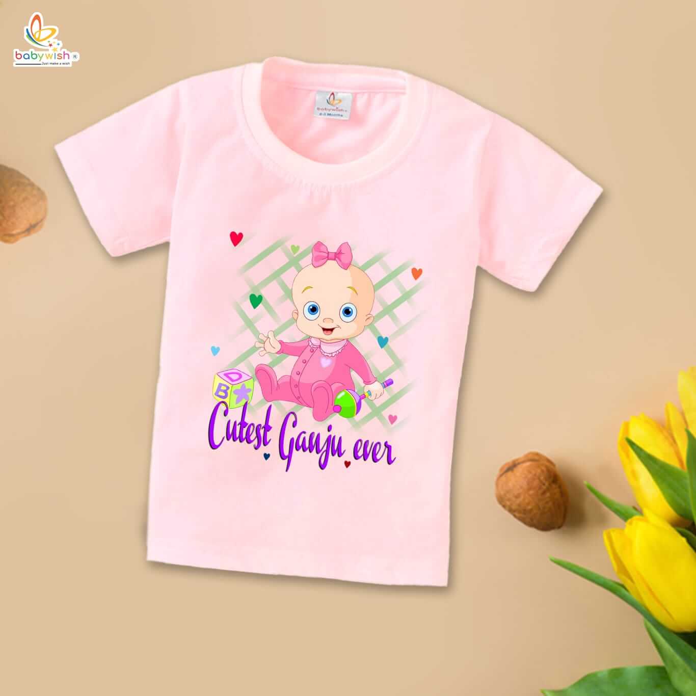 First Mundan ceremony T-shirt for Kids Clothes Unisex occasion mundan Topwear Outfit Half Sleeve for Boy n Girl | Cutest Ganju Ever |