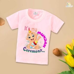 First Mundan ceremony T-shirt for Kids Clothes Unisex occasion mundan Topwear Outfit Half Sleeve for Boy n Girl | It's My Mundan Ceremony |
