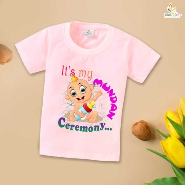 First Mundan ceremony T-shirt for Kids Clothes Unisex occasion mundan Topwear Outfit Half Sleeve for Boy n Girl | It's My Mundan Ceremony |