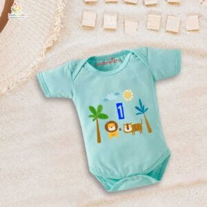 One month unisex baby romper half sleeve round neck onesie