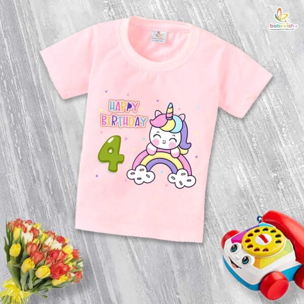 Four Year Birthday Unisex T-Shirt Half Sleeve Round Neck Topwear tee for kids - Image 4