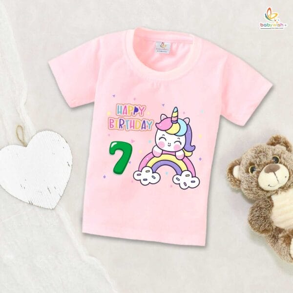 Seven Year Birthday Unisex T-Shirt Half Sleeve Round Neck Topwear tee for kids - Image 3