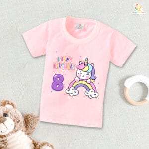 Eight Year Birthday Unisex T-Shirt Half Sleeve Round Neck Topwear tee for kids