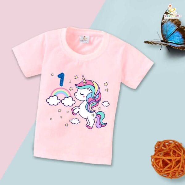 One Year Birthday Unisex T-Shirt Half Sleeve Round Neck Topwear tee for kids - Image 3