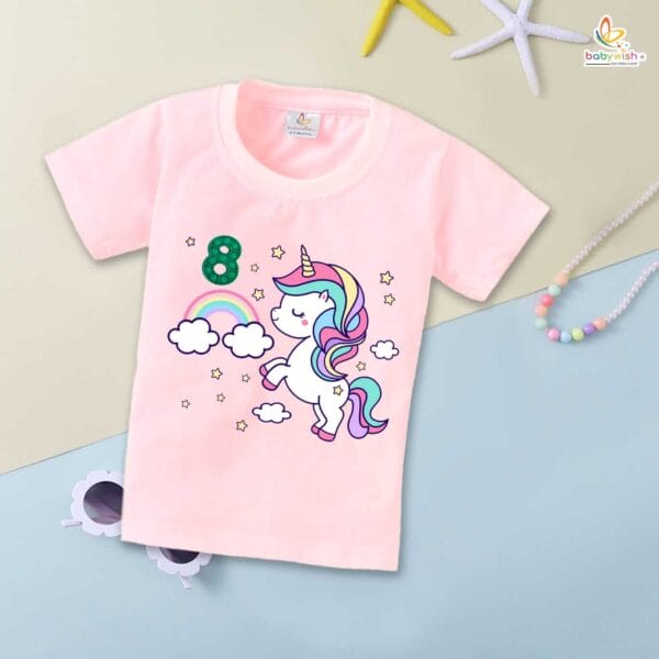 Eight Year Birthday Unisex T-Shirt Half Sleeve Round Neck Topwear tee for kids - Image 3