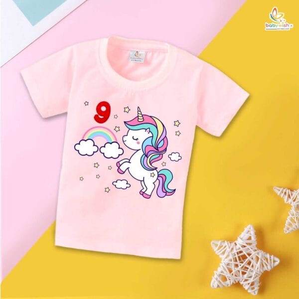 Nine Year Birthday Unisex T-Shirt Half Sleeve Round Neck Topwear tee for kids - Image 3