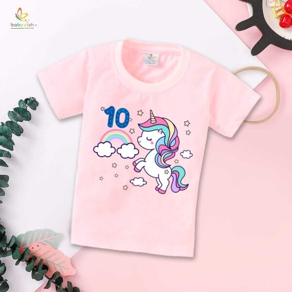 Ten Year Birthday Unisex T-Shirt Half Sleeve Round Neck Topwear tee for kids - Image 3