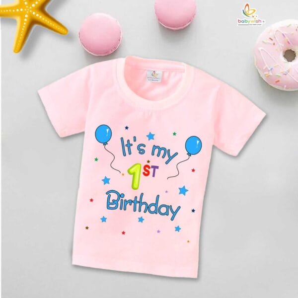 One Year Birthday Unisex T-Shirt Half Sleeve Round Neck Topwear tee for kids - Image 3