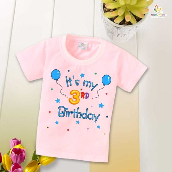 Three Year Birthday Unisex T-Shirt Half Sleeve Round Neck Topwear tee for kids - Image 3