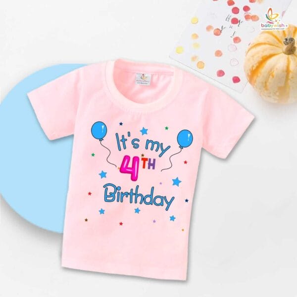 Four Year Birthday Unisex T-Shirt Half Sleeve Round Neck Topwear tee for kids - Image 3