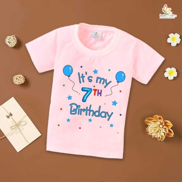 Seven Year Birthday Unisex T-Shirt Half Sleeve Round Neck Topwear tee for kids - Image 3