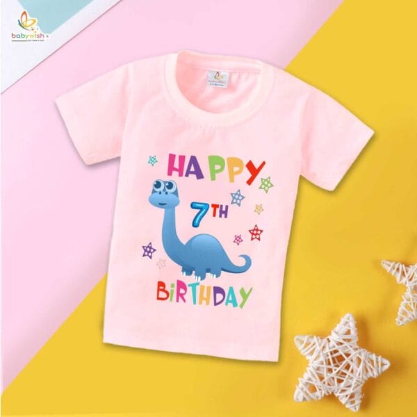 Seven Year Birthday Unisex T-Shirt Half Sleeve Round Neck Topwear tee for kids