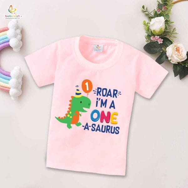 One Year Birthday Unisex T-Shirt Half Sleeve Round Neck Topwear tee for kids - Image 2