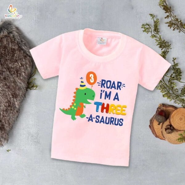 Three Year Birthday Unisex T-Shirt Half Sleeve Round Neck Topwear tee for kids - Image 2