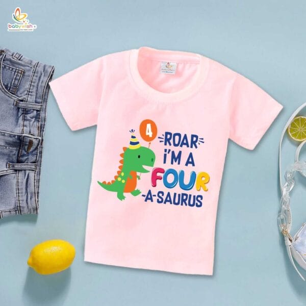 Four Year Birthday Unisex T-Shirt Half Sleeve Round Neck Topwear tee for kids - Image 2