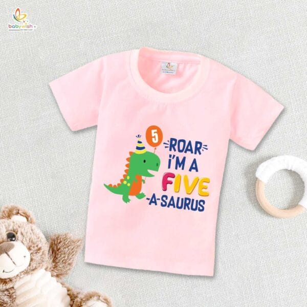 Five Year Birthday Unisex T-Shirt Half Sleeve Round Neck Topwear tee for kids - Image 2