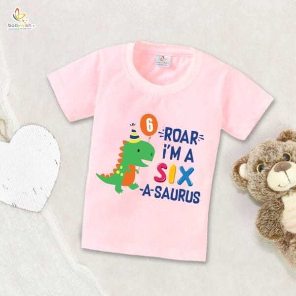 Six Year Birthday Unisex T-Shirt Half Sleeve Round Neck Topwear tee for kids - Image 2