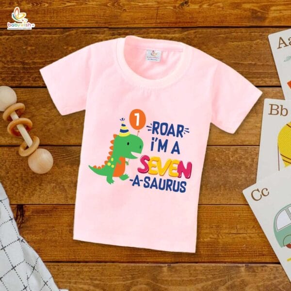 Seven Year Birthday Unisex T-Shirt Half Sleeve Round Neck Topwear tee for kids - Image 2