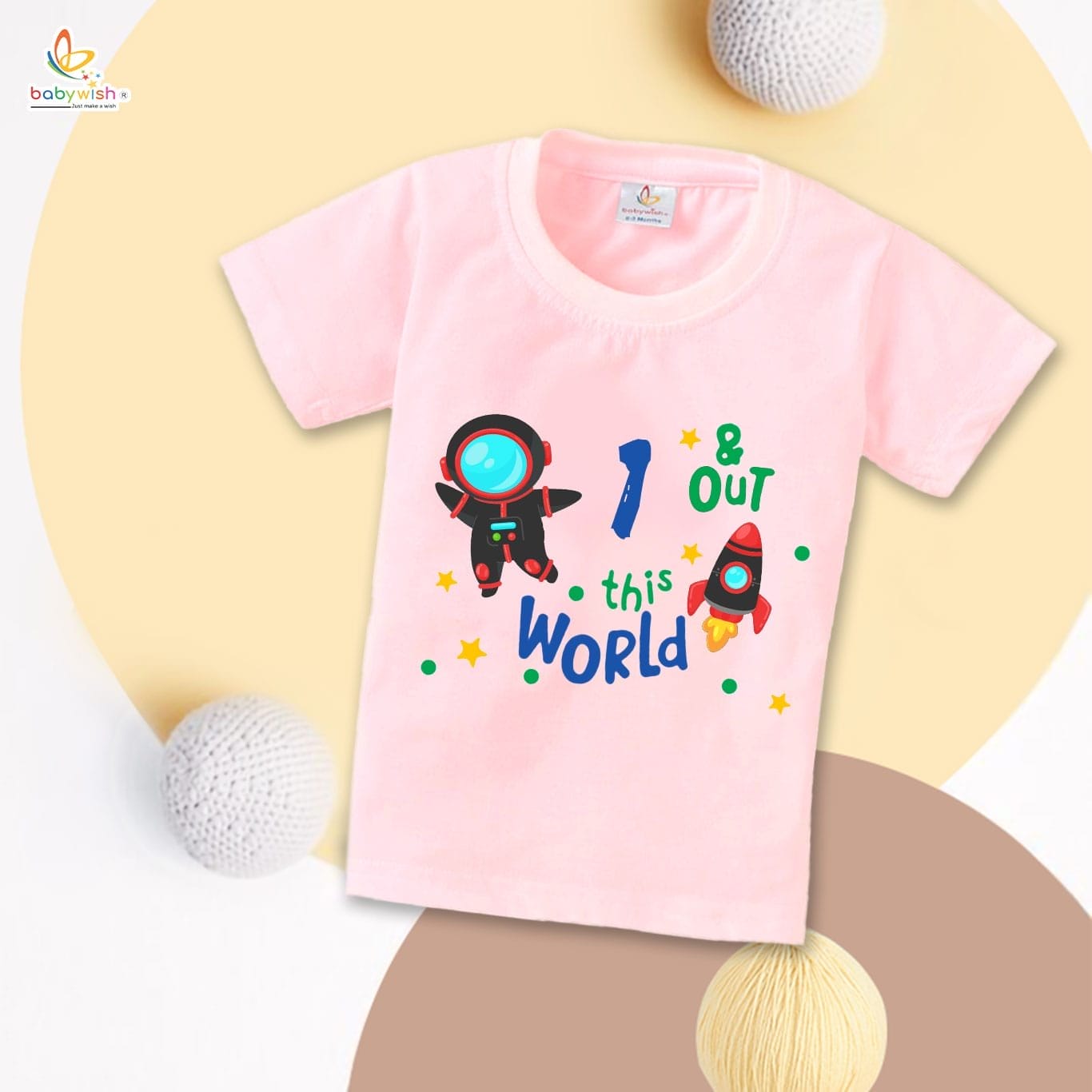 One Year Birthday Unisex T-Shirt Half Sleeve Round Neck Topwear tee for kids