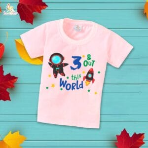 Three Year Birthday Unisex T-Shirt Half Sleeve Round Neck Topwear tee for kids