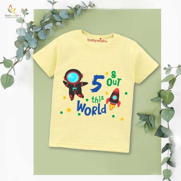 Five Year Birthday Unisex T-Shirt Half Sleeve Round Neck Topwear tee for kids - Image 4
