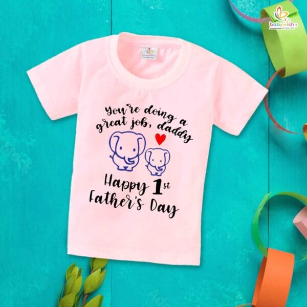 Father's Day Special T-Shirt for Boy’s and Girl’s Half Sleeve Topwear for Unisex Kids | Happy 1st Fathers Day | - Image 3