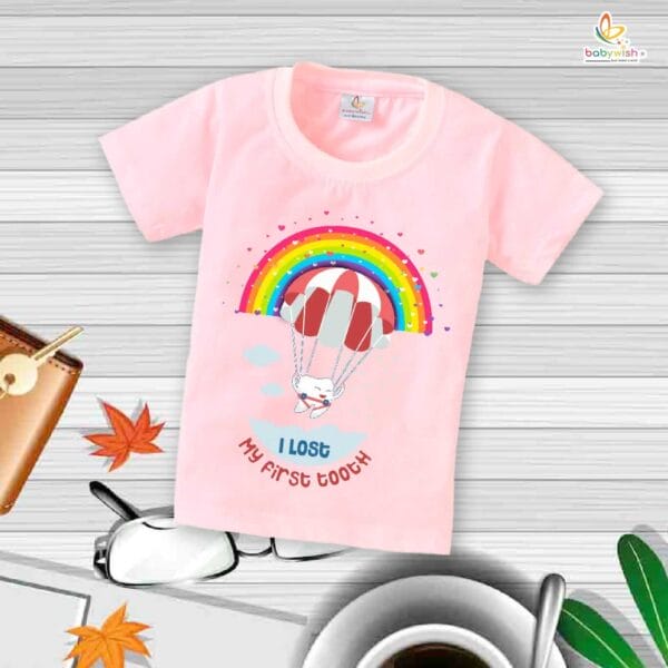 I Lost My First Tooth Rainbow Print Baby T-Shirt – My First Tooth Milestone T-Shirt for Newborn & Infant | Cute Tooth Loss Outfit – Babywish - Image 3