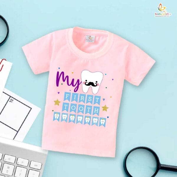 My First Tooth Baby T-Shirt – Cute First Tooth Milestone T-Shirt for Newborn & Infant | Soft Baby Outfit – Babywish - Image 3
