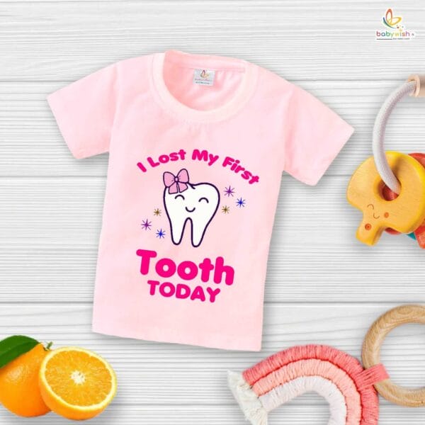 I Lost My First Tooth Today Baby T-Shirt – My First Tooth Milestone T-Shirt for Newborn & Infant | Cute Baby Outfit for Tooth Loss – Babywish - Image 3
