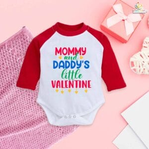 Mommy and Daddy's Little Valentine Baby Romper – My First Valentine’s Day Full Sleeve Bodysuit | Cute Baby Girl & Boy Valentine Outfit | Newborn & Infant Clothes – Babywish