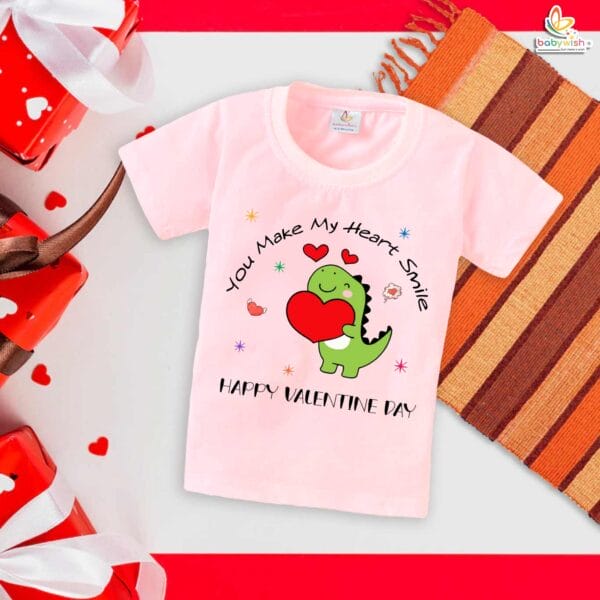 My First Valentine’s Day Baby T-Shirt – “You Make My Heart Smile” | Babywish - Image 3