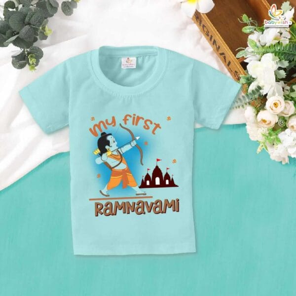 My First Ram Navami T-Shirt – Baby Boy & Girl Traditional Outfit for Ramnavmi | Hindu Festival Clothes for Infants & Toddlers by Babywish - Image 3