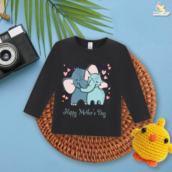 My First Mother’s Day Baby T-Shirt – Full Sleeve Elephant Mom and Baby Print Outfit for Newborn Infant Girl or Boy – Cute Mother’s Day Gift Shirt – Babywish - Image 4