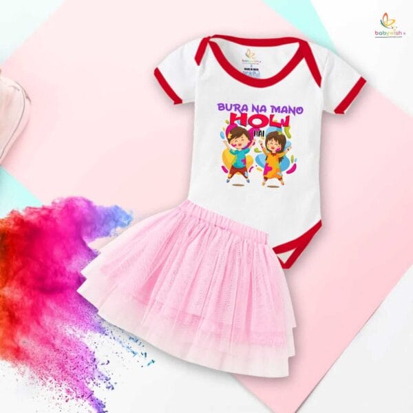 Newborn Girl's Tutu Skirt & Romper Holi Print Onesies bodysuits For baby 0 to 3 Months - Image 3