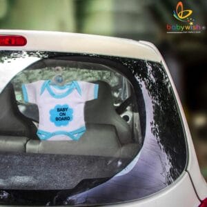 Baby on Board Car Decals Cloth Safety Sign Board with Hanger & Vacuum suction cup