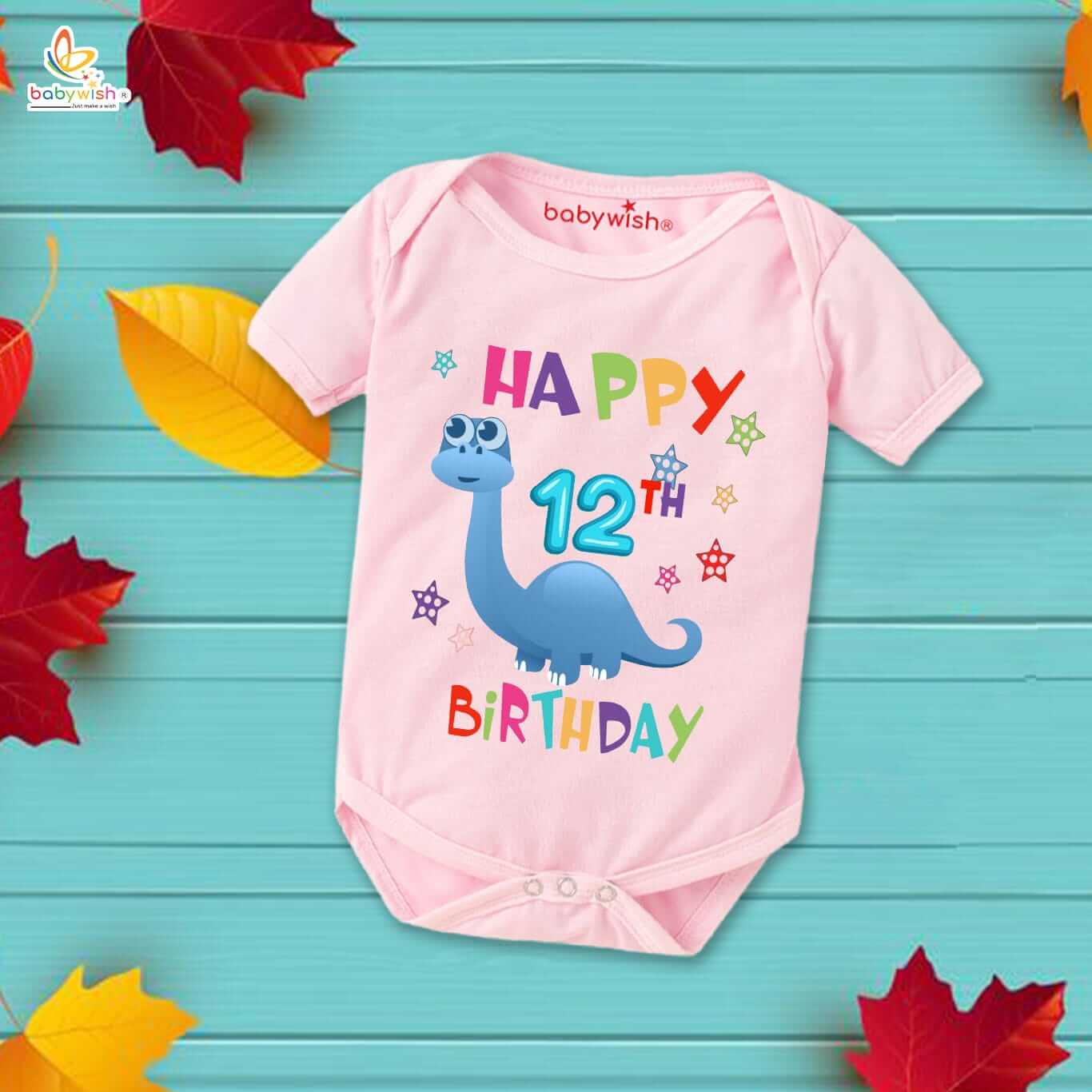 Twelve month unisex baby romper half sleeve round neck onesie