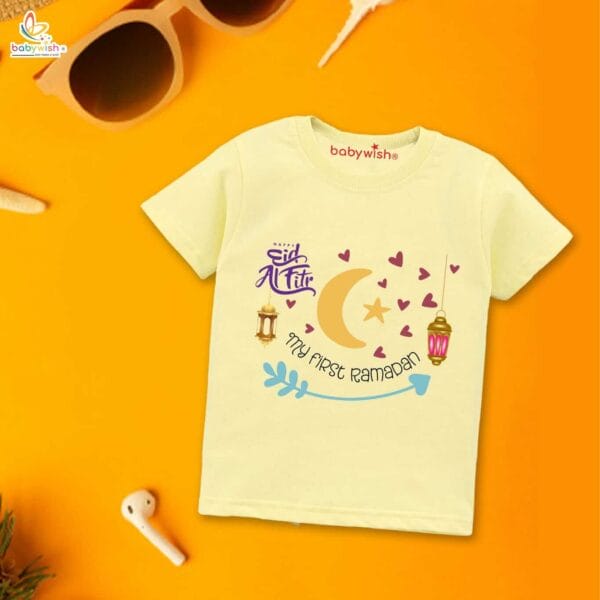 Eid T-shirt for Kids Unisex Ramadan Topwear Outfit Printed Half Sleeve Unisex Tshirt for Boy n Girl - Image 3